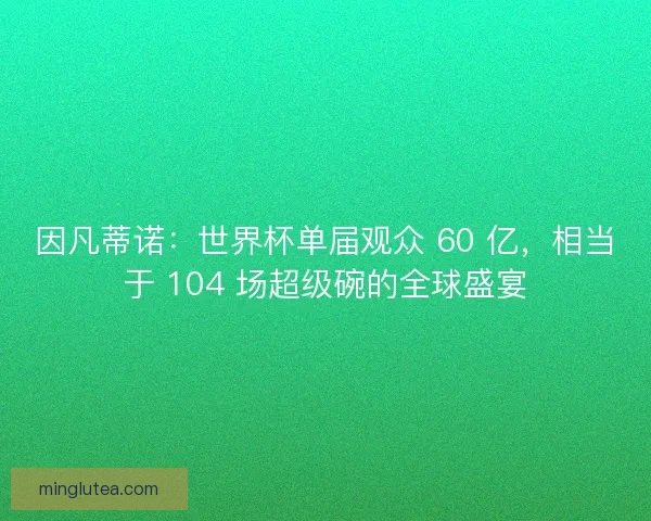 因凡蒂诺：世界杯单届观众 60 亿，相当于 104 场超级碗的全球盛宴