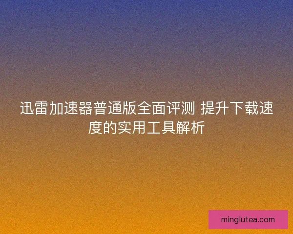 迅雷加速器普通版全面评测 提升下载速度的实用工具解析