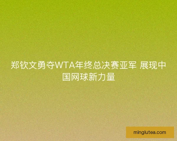 郑钦文勇夺WTA年终总决赛亚军 展现中国网球新力量