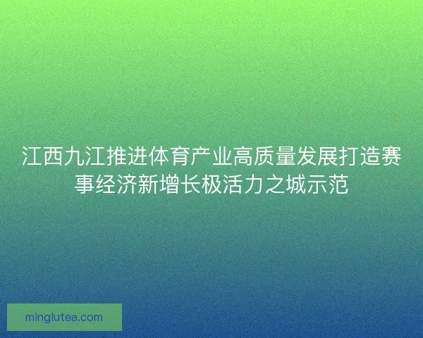 江西九江推进体育产业高质量发展打造赛事经济新增长极活力之城示范