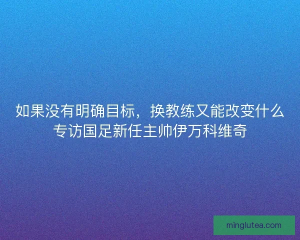 如果没有明确目标，换教练又能改变什么专访国足新任主帅伊万科维奇