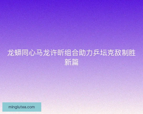 龙蟒同心马龙许昕组合助力乒坛克敌制胜新篇